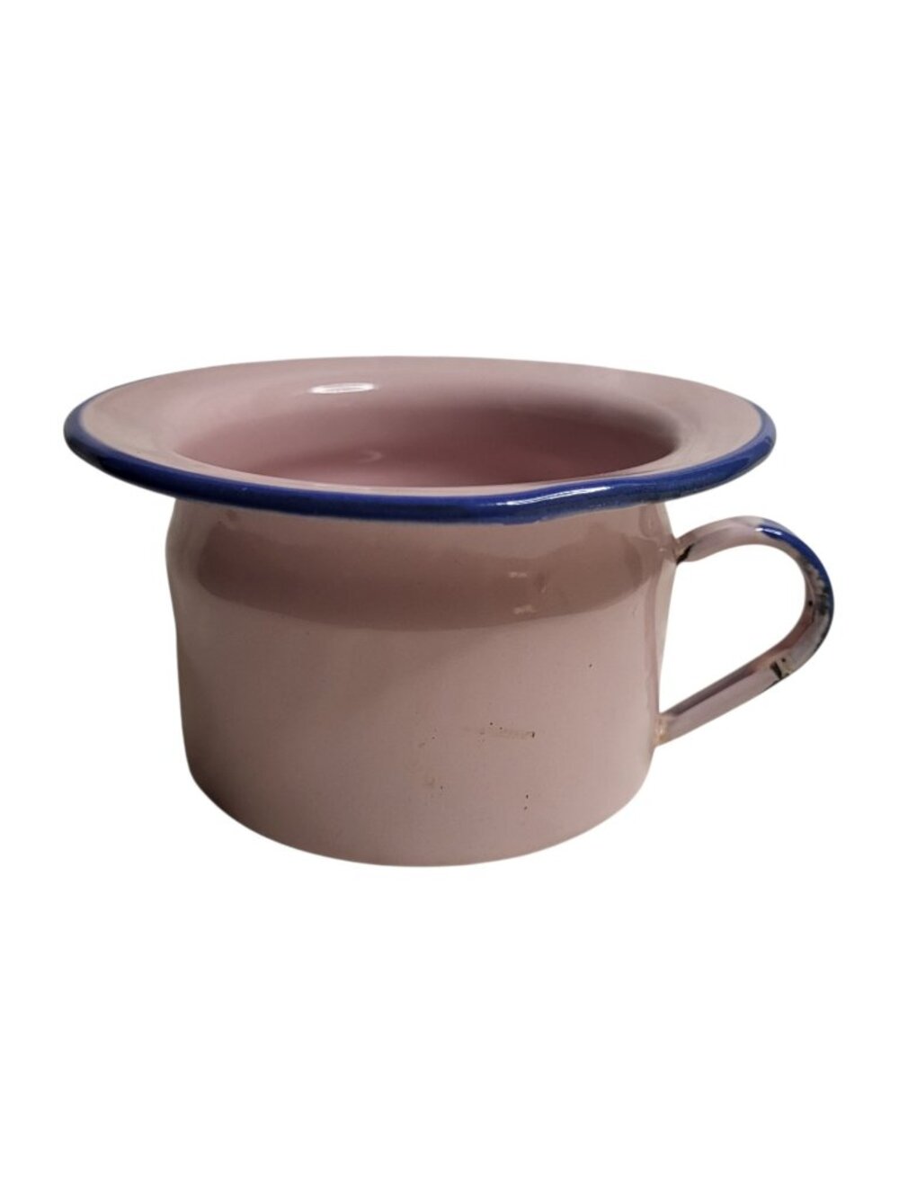 Vtg Enamelware Graniteware Child's Handled Pink Chamber Pot